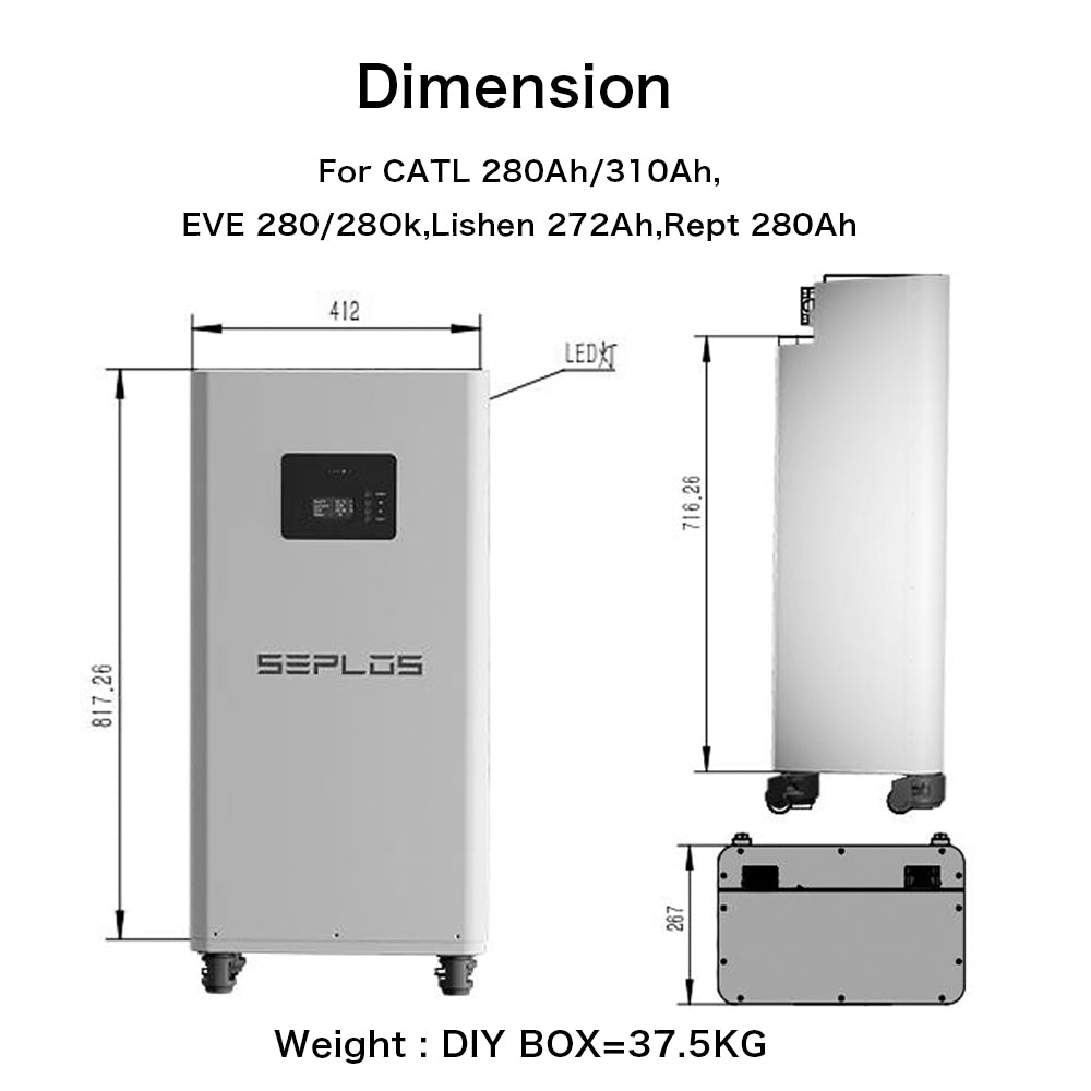EU free shipping Seplos V3 Vertical DIY kits with 16S200A BMS 2A active balancer