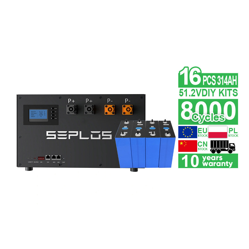 Poland stock 16KWH Seplos V3 stacked 51.2v 16 pcs EVE MB31 314ah battery for DIY user
