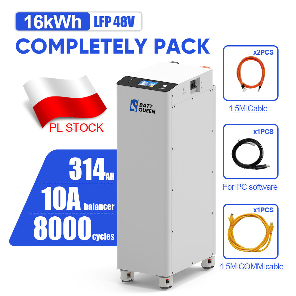 Poland Stock 16KWH 51.2V 314ah Battery pack with Seplos V4 and 314ah battery inside