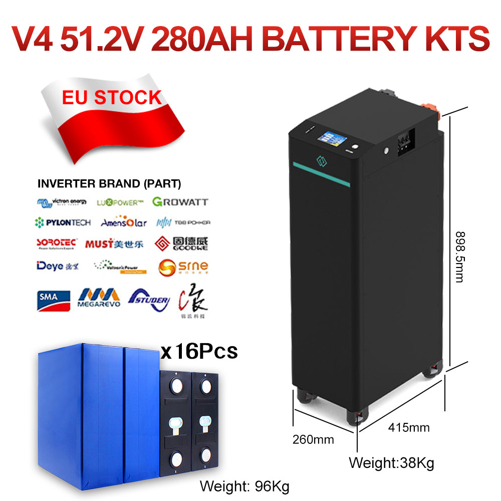 EU free shipping 14.4KWH 16pcs 51.2v CATL 280ah Seplos V4 DIY LFP battery pack