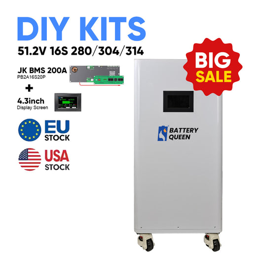 EU free shipping 16S Vertical 51.2V 280ah 304ah 314ah lifepo4 battery DIY kits with JK BMS