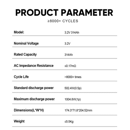 EU stock Higee 314AH 330ah Free shipping 8000 cycles LFP 3.2V battery cell