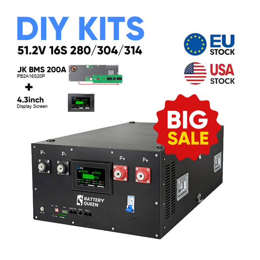 EU free shipping 16S  51.2V 280AH 300AH 314AH 330AH battery DIY kits with JK BMS