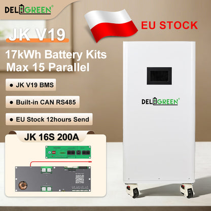 EU free shipping V15 V19 16S Vertical 51.2V 280ah 304ah 314ah lifepo4 battery DIY kits with JK BMS