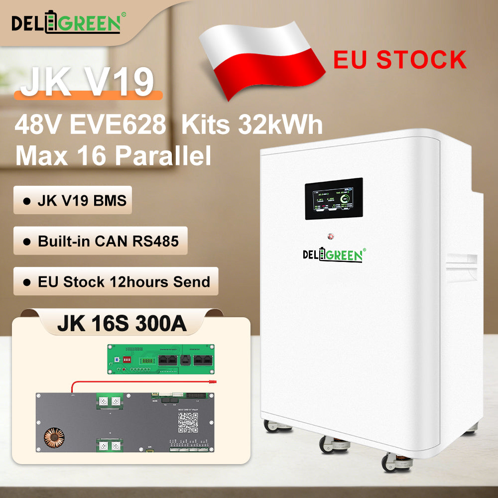 EU warehouse 32kwh DIY kits with JK V19 16S 300A BMS （can put 16 pcs EVE 628AH inside）