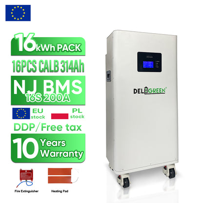 EU stock 16kWh 51.2V 314Ah LiFePO4 Battery Pack with Heating pad & fire extinguisher