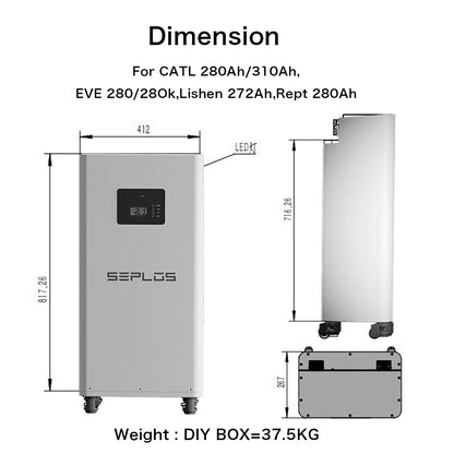 EU free shipping Seplos V3 Vertical DIY kits with 16S200A BMS 2A active balancer