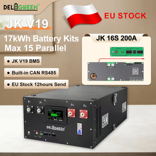 EU free shipping 16S  51.2V 280AH 300AH 314AH 330AH battery DIY kits with v15 v19 JK BMS