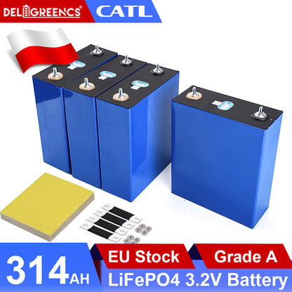 EU Stock 7000 Cycles CATL 314AH Lifepo4  3.2V DIY Lithium Ion Prismatic battery cell