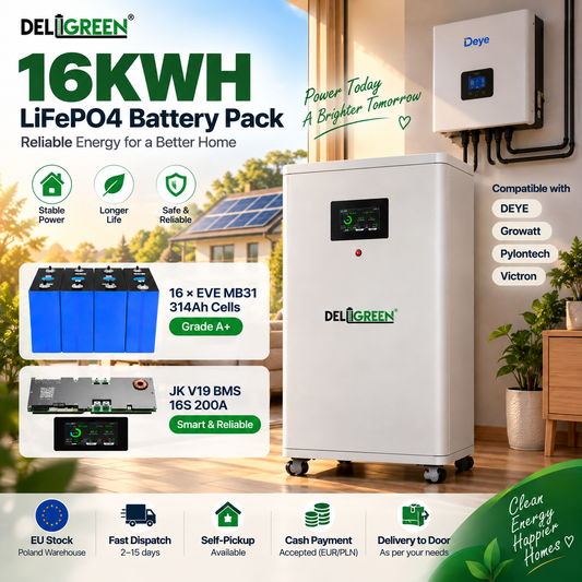 EU warehouse 16KWH 51.2V 314ah Battery pack with  JK V19 200A BMS 16 PCS EVE 314ah battery inside