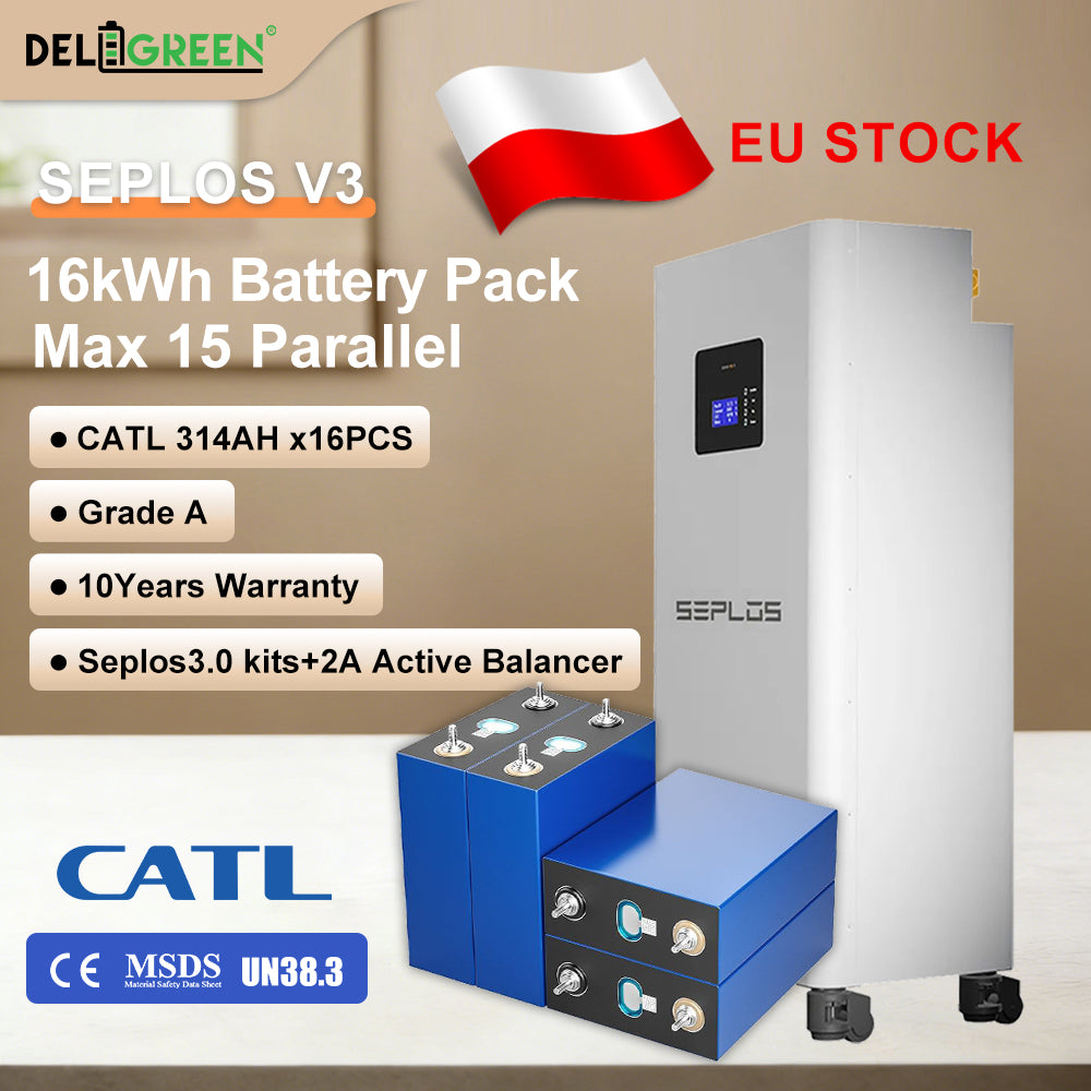 Poland warehouse 16KWH 16S 51.2V CATL 314ah Seplos Mason V3.0 DIY LFP battery case