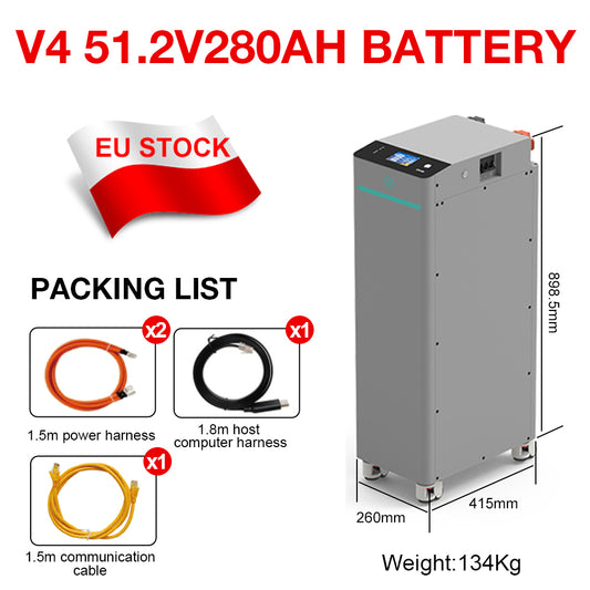 EU free shipping 15KWH 51.2V 280ah Battery pack with Seplos V4 and 280ah battery inside