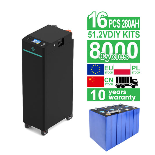 EU free shipping 15KWH 16pcs 51.2v EVE  LF280K Seplos V4 DIY battery pack